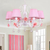 Fabric Pleated Shade Chandelier Pastoral 3/6/8 Lights Pink - Rebooters