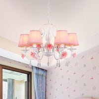 Fabric Pleated Shade Chandelier Pastoral 3/6/8 Lights Pink - Rebooters