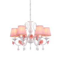Fabric Pleated Shade Chandelier Pastoral 3/6/8 Lights Pink - Rebooters