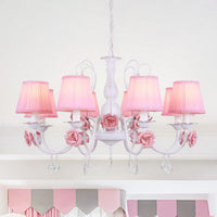 Fabric Pleated Shade Chandelier Pastoral 3/6/8 Lights Pink - Rebooters