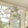 Bucket Fabric Chandelier Lighting Fixture Korean Flower 3 Bulbs White - Rebooters
