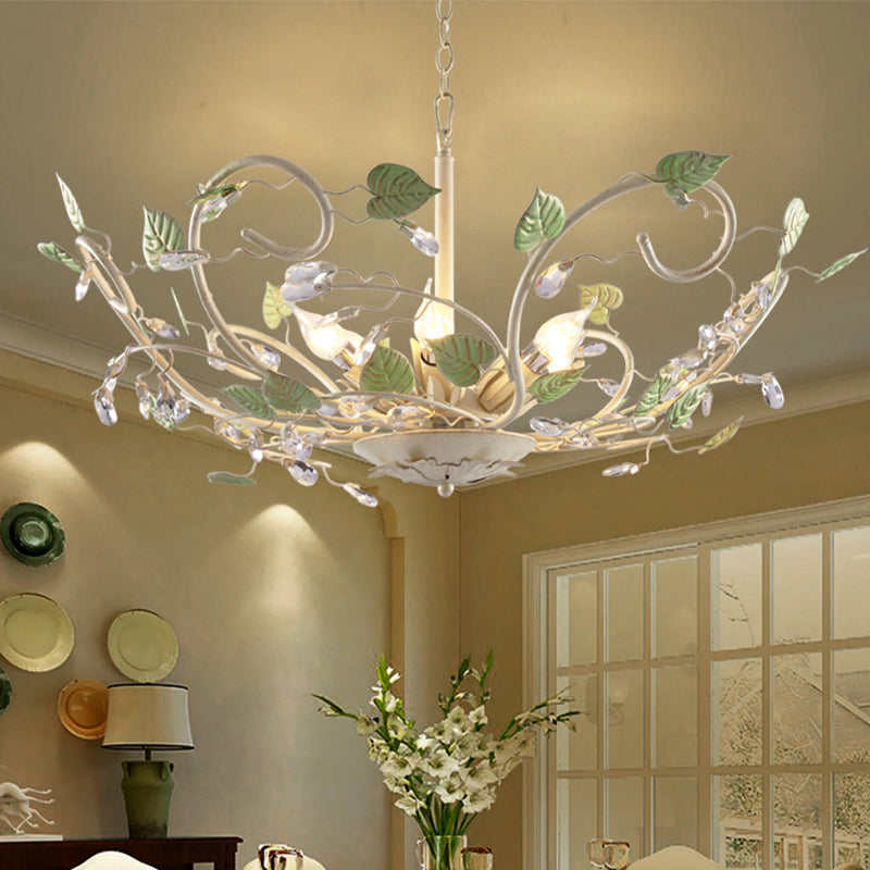 Korean Garden Bowl Ceiling Pendant 6 Lights Chandelier White - Rebooters