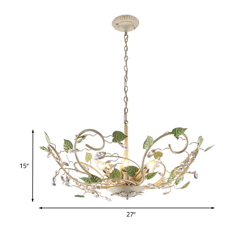 Korean Garden Bowl Ceiling Pendant 6 Lights Chandelier White - Rebooters