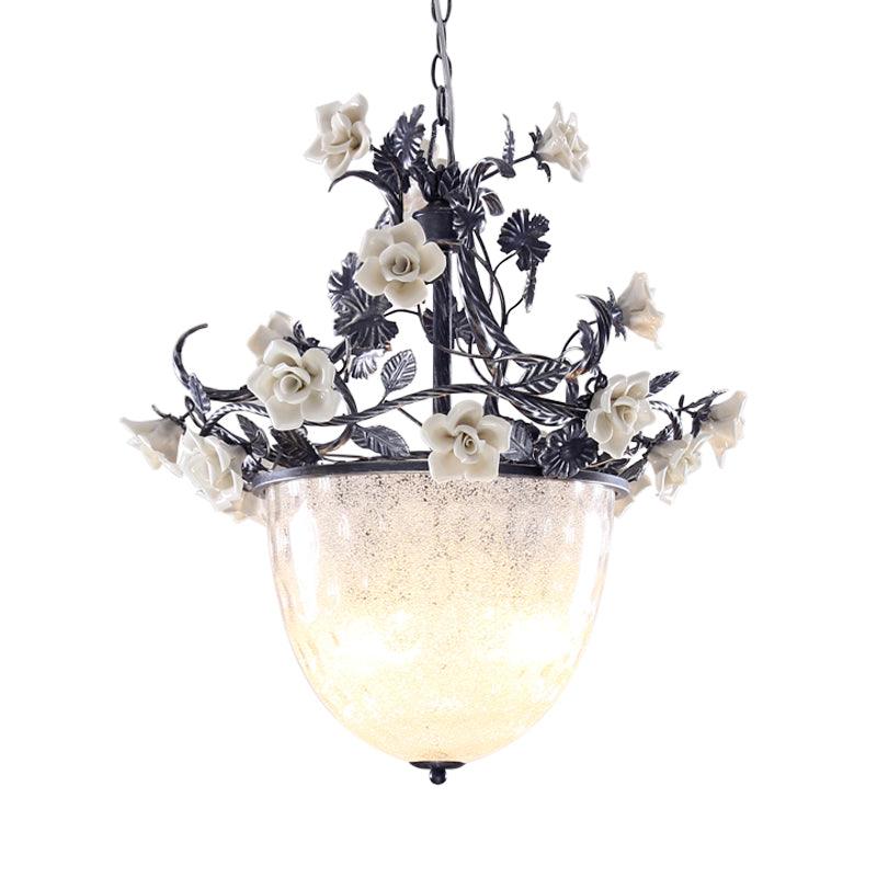 4-Bulb Bowl Chandelier Pendant Light Pastoral Style Lamp - Rebooters