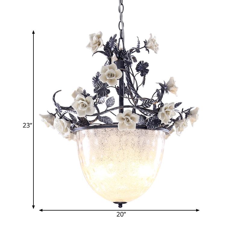 4-Bulb Bowl Chandelier Pendant Light Pastoral Style Lamp - Rebooters