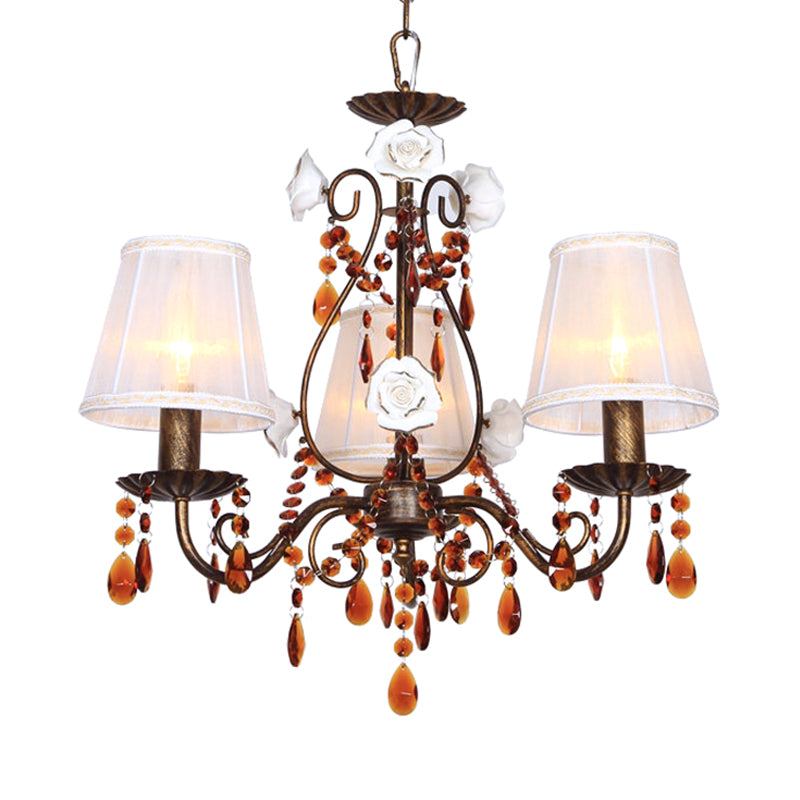 Antique Brass Tapered Hanging Chandelier with Crystal Decor - Rebooters