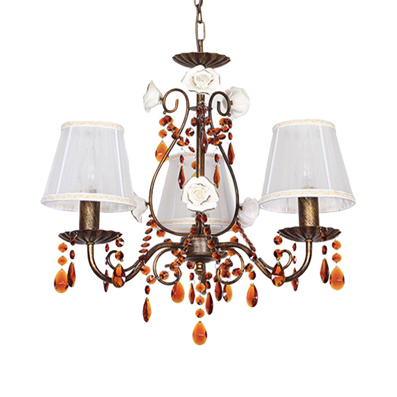 Antique Brass Tapered Hanging Chandelier with Crystal Decor - Rebooters