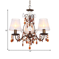 Antique Brass Tapered Hanging Chandelier with Crystal Decor - Rebooters