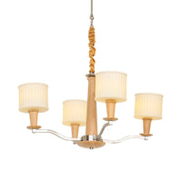Beige Radial Ceiling Chandelier Modernist Wood 4-Head Light - Rebooters