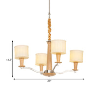 Beige Radial Ceiling Chandelier Modernist Wood 4-Head Light - Rebooters