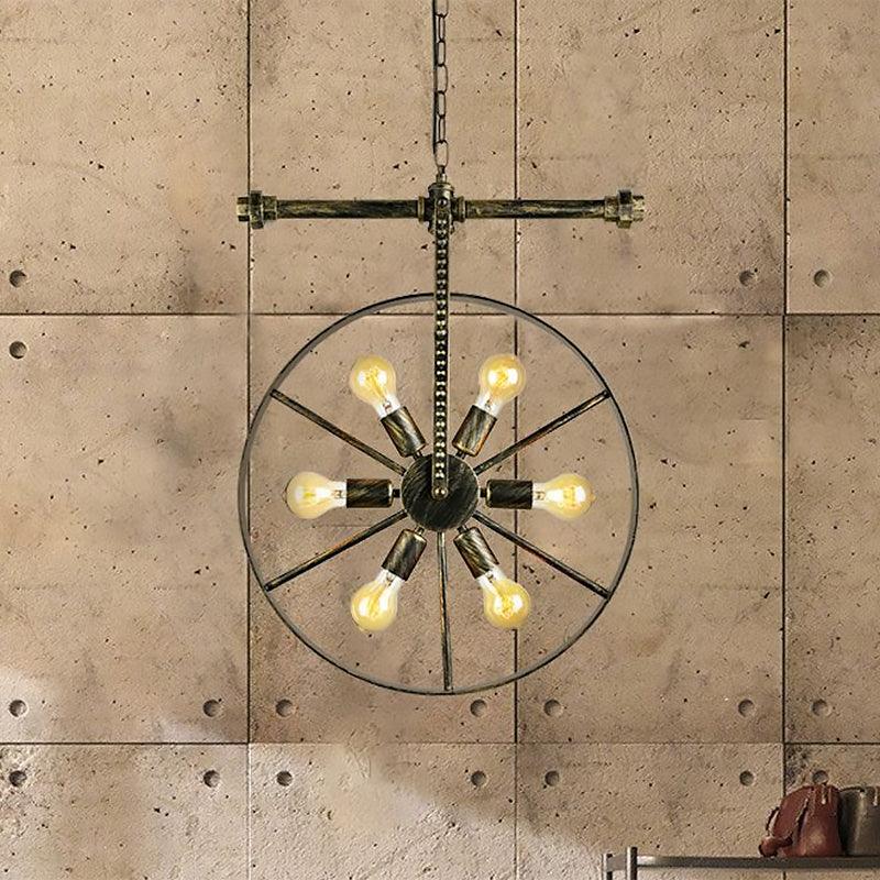 6 Lights Round Pendant Light Fixture Farmhouse Bronze Design - Rebooters