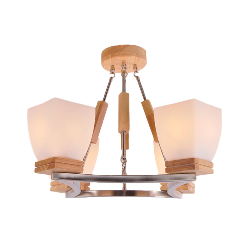 Trapezoid Hanging Chandelier Modernism White Frosted Glass - Rebooters