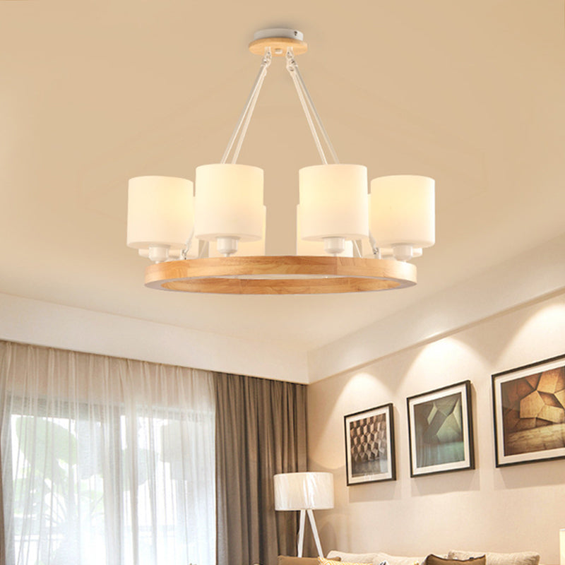 White Glass Cylinder Chandelier Light Modern 4/6/8-Light Lamp - Rebooters