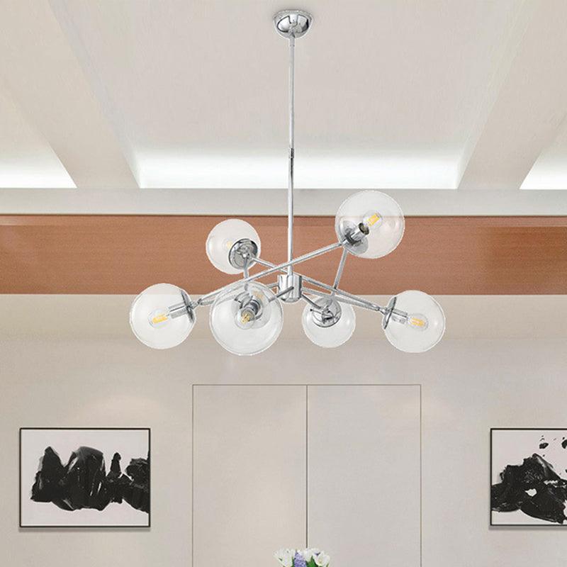 6 Heads Bedroom Chandelier Modern Chrome Hanging Ceiling Light - Rebooters