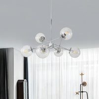 6 Heads Bedroom Chandelier Modern Chrome Hanging Ceiling Light - Rebooters