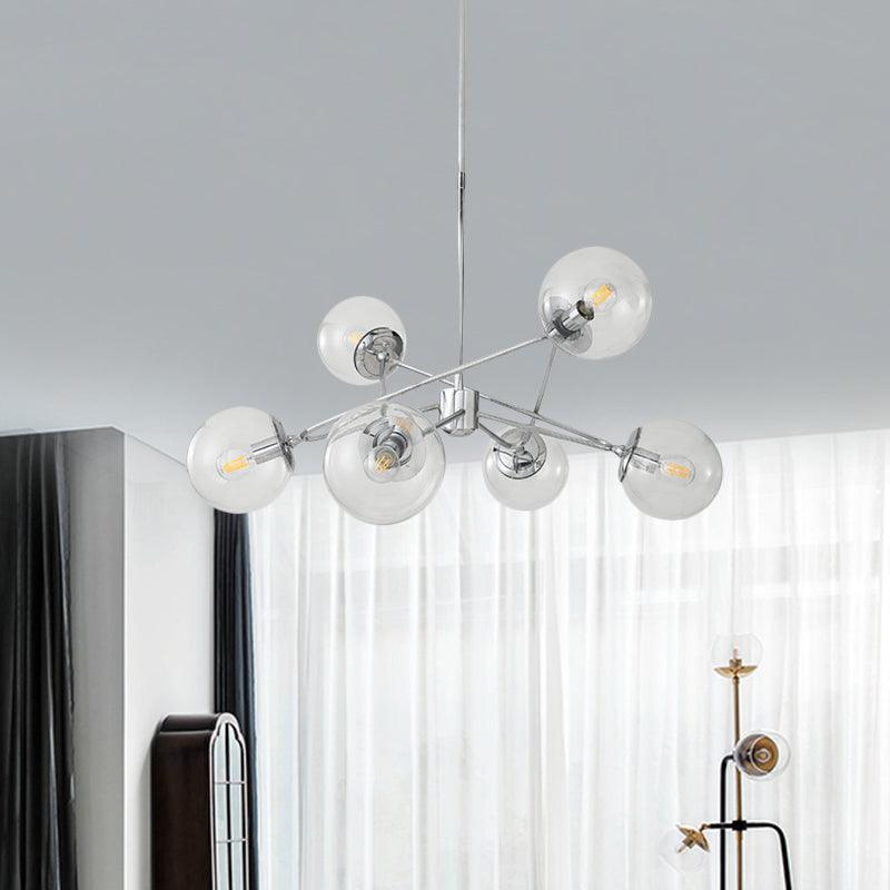 6 Heads Bedroom Chandelier Modern Chrome Hanging Ceiling Light - Rebooters