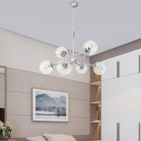 6 Heads Bedroom Chandelier Modern Chrome Hanging Ceiling Light - Rebooters