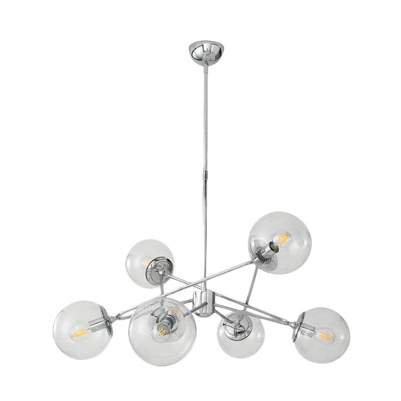 6 Heads Bedroom Chandelier Modern Chrome Hanging Ceiling Light - Rebooters
