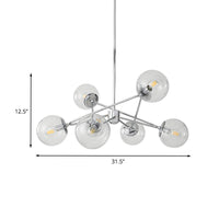 6 Heads Bedroom Chandelier Modern Chrome Hanging Ceiling Light - Rebooters