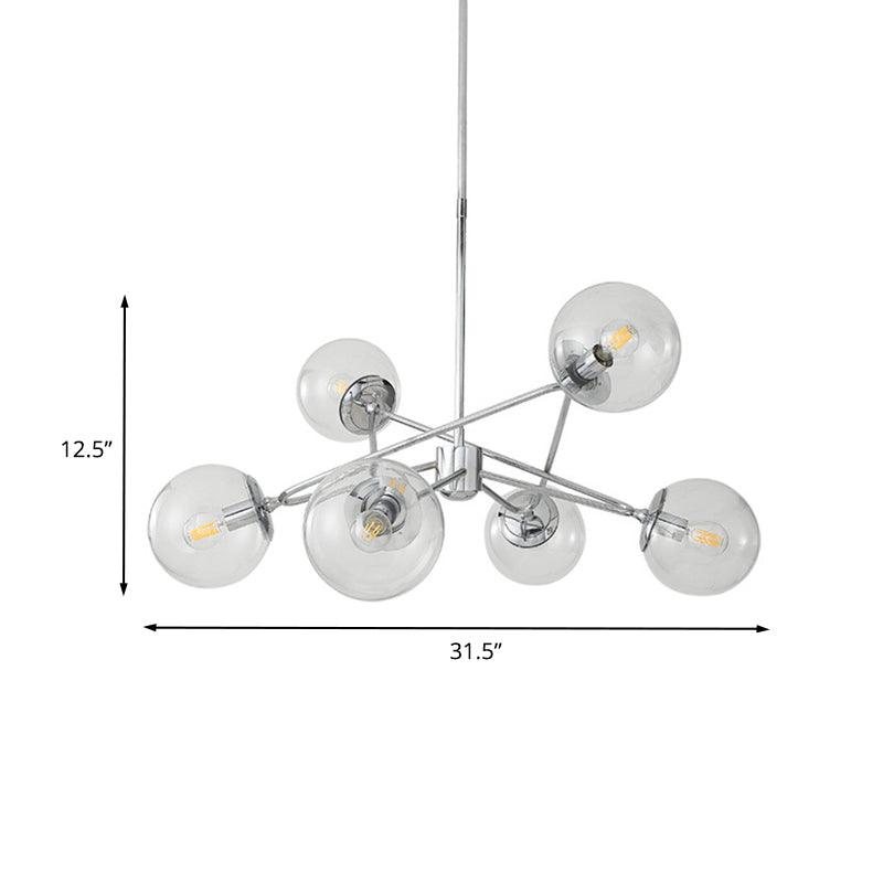 6 Heads Bedroom Chandelier Modern Chrome Hanging Ceiling Light - Rebooters