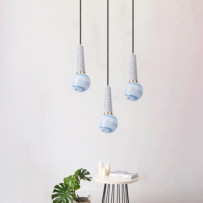 Ball Coffee Shop Hanging Light Blue Planet Glass Pendant Lamp - Rebooters