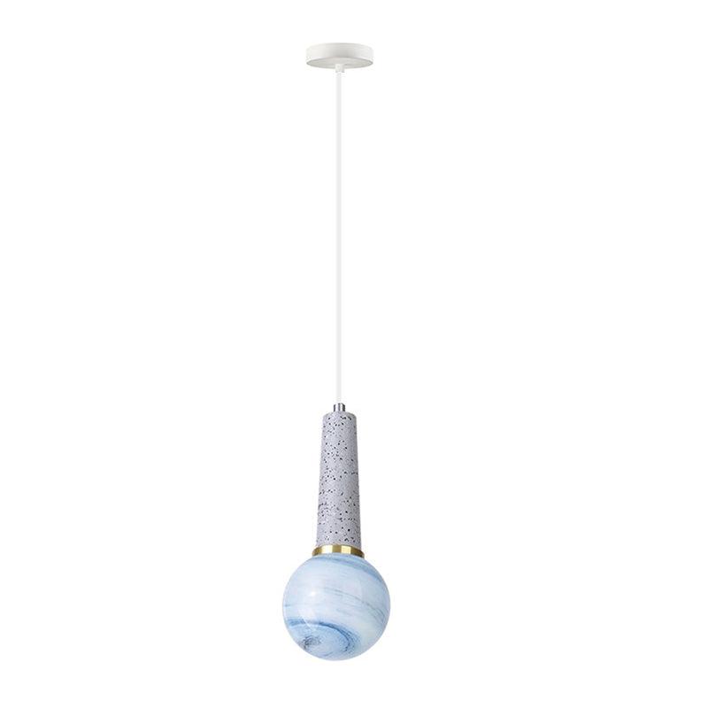 Ball Coffee Shop Hanging Light Blue Planet Glass Pendant Lamp - Rebooters