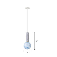 Ball Coffee Shop Hanging Light Blue Planet Glass Pendant Lamp - Rebooters