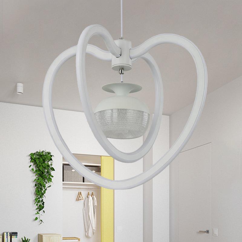 Acrylic Loving Heart Frame Pendant Lighting LED White Lamp - Rebooters