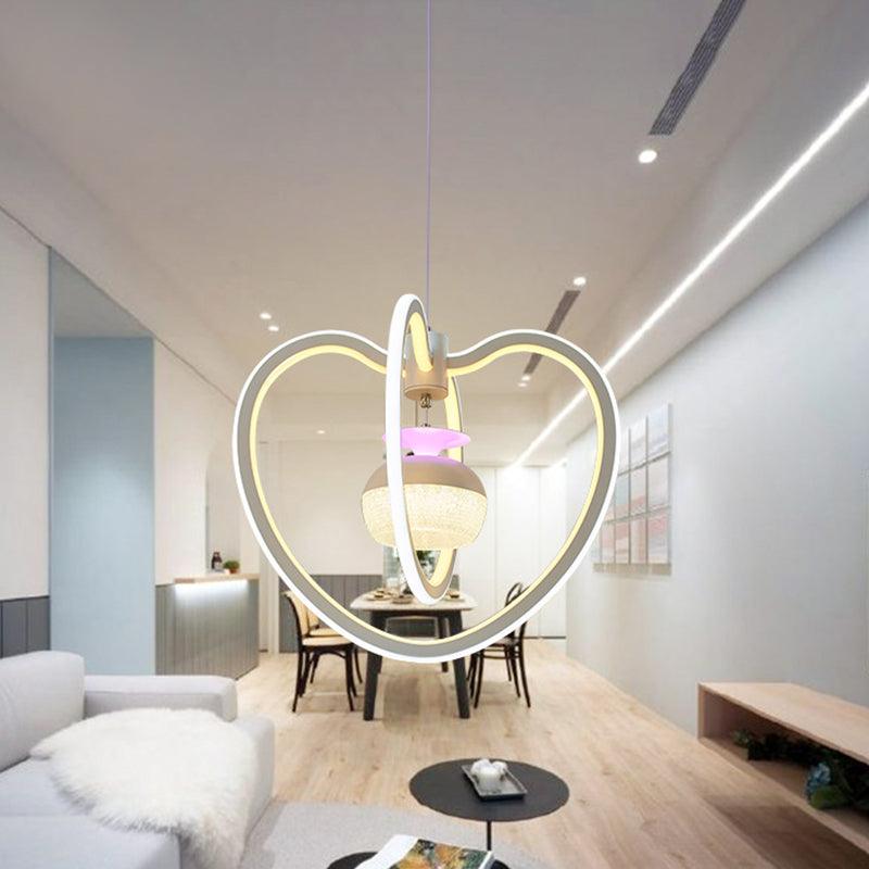 Acrylic Loving Heart Frame Pendant Lighting LED White Lamp - Rebooters