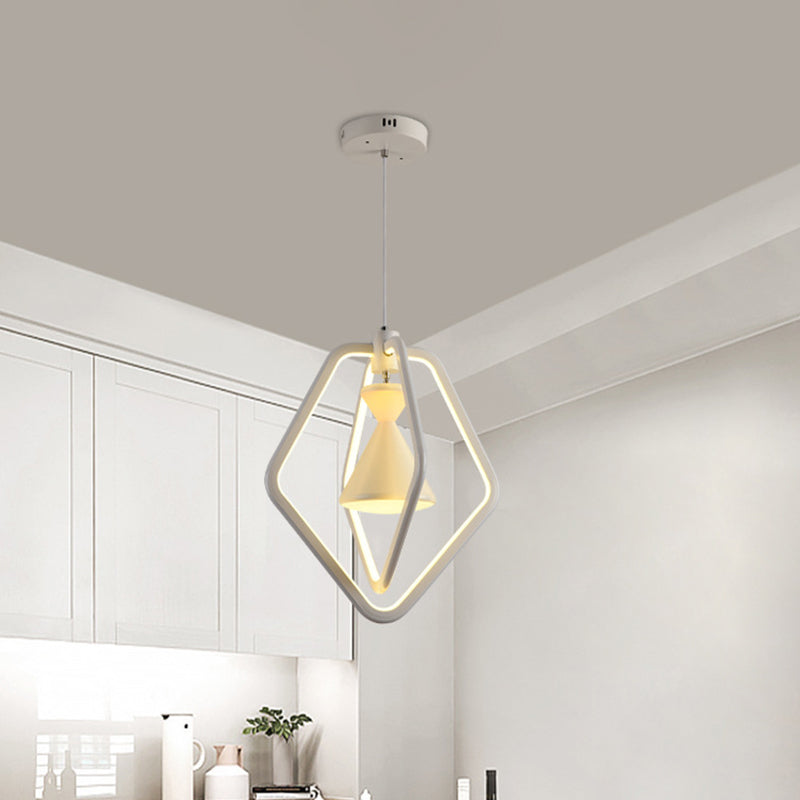 White Pentagon Frame and Hourglass Pendant Ceiling Lamp - Rebooters