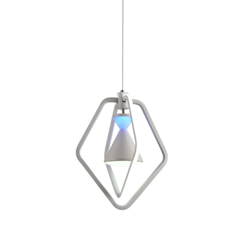 White Pentagon Frame and Hourglass Pendant Ceiling Lamp - Rebooters