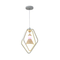 Acrylic Dual Pentagon Frame Hanging Lighting Minimalist LED White Pendant Lamp - Rebooters
