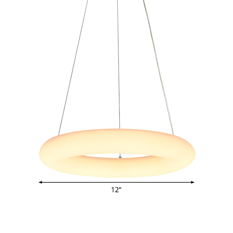 White Vesicle Ring Ceiling Chandelier Minimalist LED Acrylic Hanging Pendant Light over Table 12 Inch 16 Inch W - Rebooters