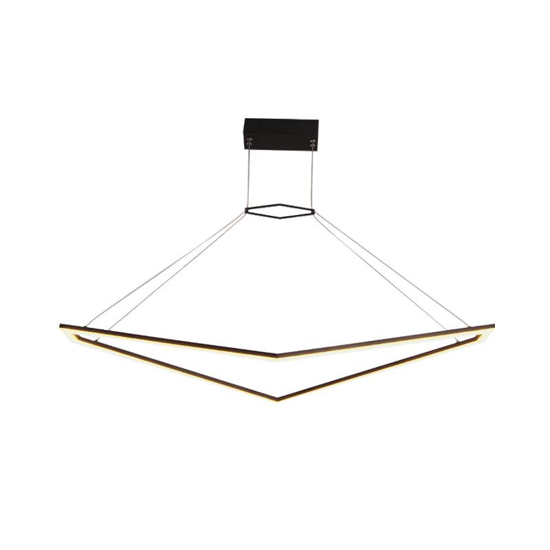 Acrylic Geometric Chandelier Pendant Light Simple LED Hanging Lamp Fixture in Black White Warm Light - Rebooters