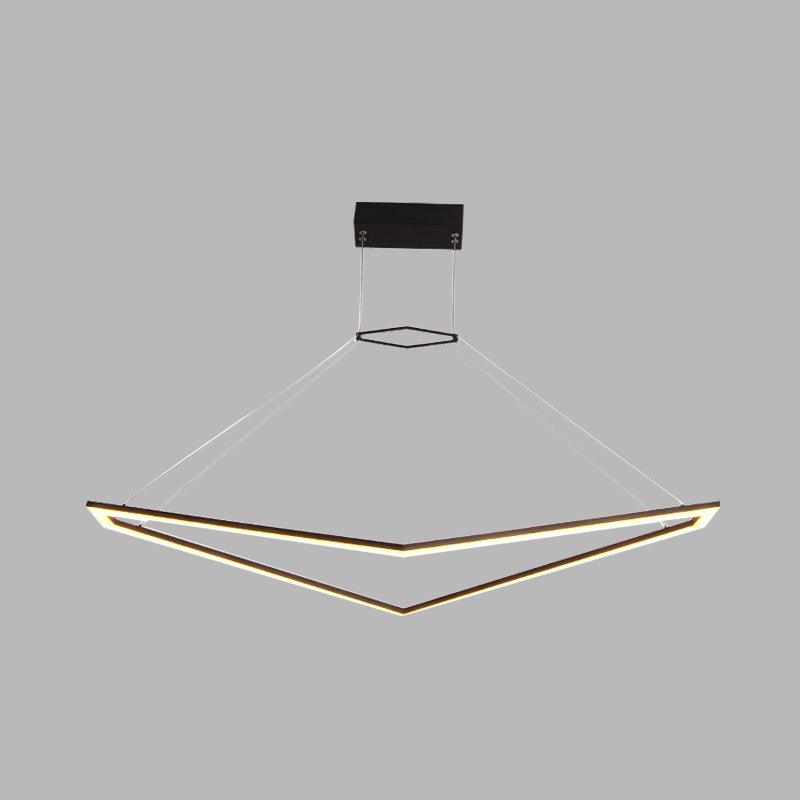 Acrylic Geometric Chandelier Pendant Light Simple LED Hanging Lamp Fixture in Black White Warm Light - Rebooters