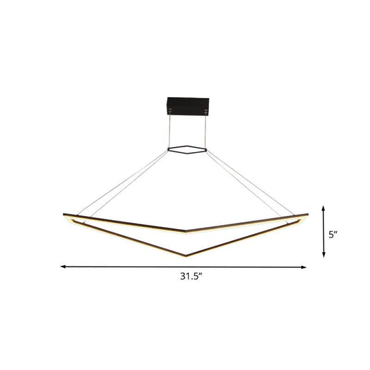 Acrylic Geometric Chandelier Pendant Light Simple LED Hanging Lamp Fixture in Black White Warm Light - Rebooters
