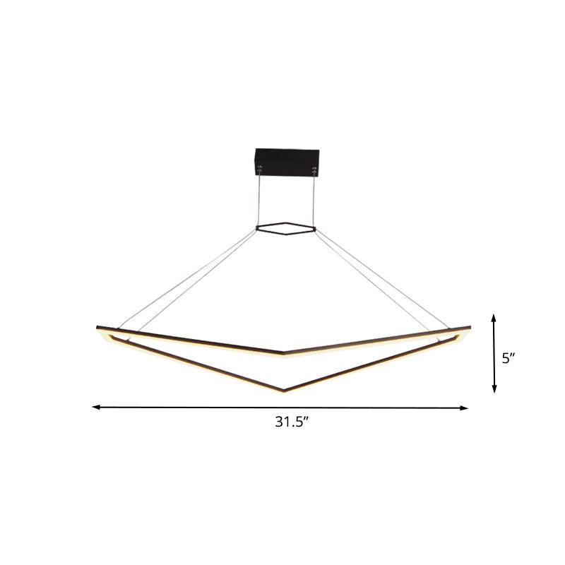 Acrylic Geometric Chandelier Pendant Light Simple LED Hanging Lamp Fixture in Black White Warm Light - Rebooters