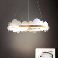 Acrylic Round Panel Hanging Chandelier 23.5"/31.5" LED Gold Pendant - Rebooters