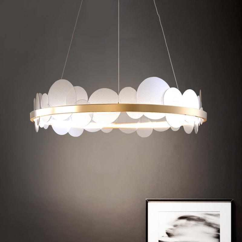 Acrylic Round Panel Hanging Chandelier 23.5"/31.5" LED Gold Pendant - Rebooters