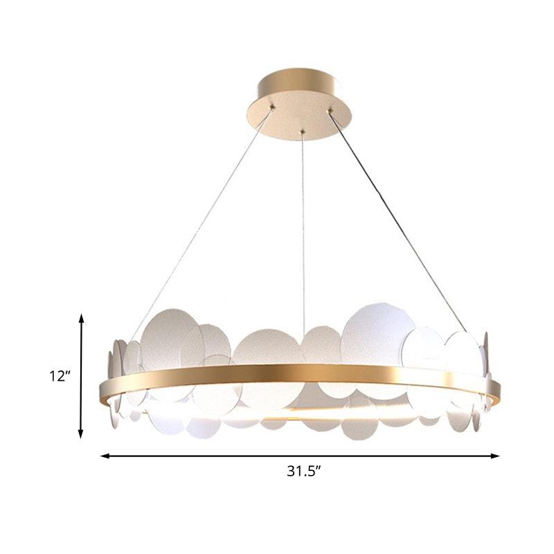 Acrylic Round Panel Hanging Chandelier 23.5"/31.5" LED Gold Pendant - Rebooters