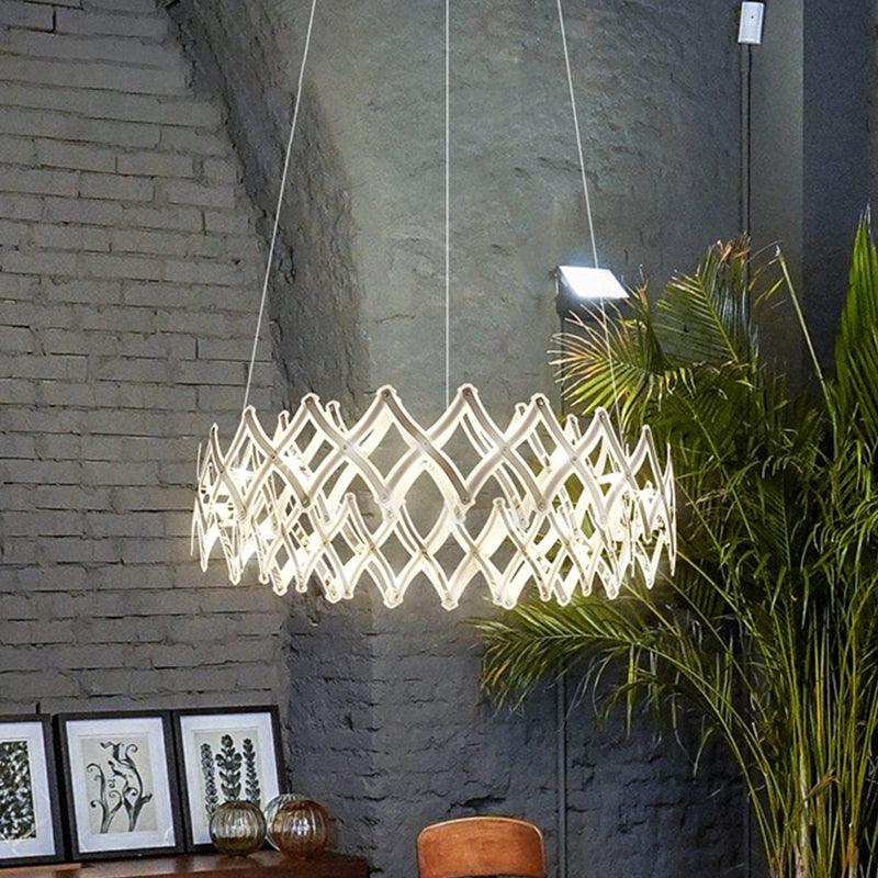 31.5"/23.5" W Grid Chandelier Acrylic LED Lamp Chrome Gold - Rebooters