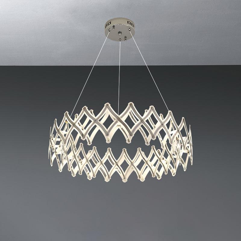 31.5"/23.5" W Grid Chandelier Acrylic LED Lamp Chrome Gold - Rebooters