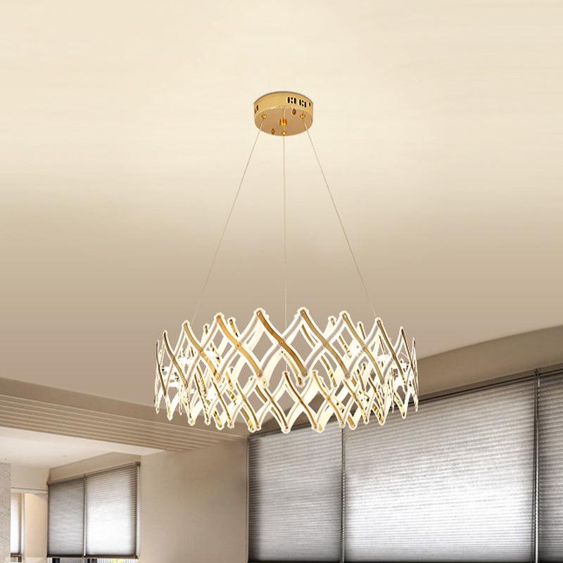 31.5"/23.5" W Grid Chandelier Acrylic LED Lamp Chrome Gold - Rebooters