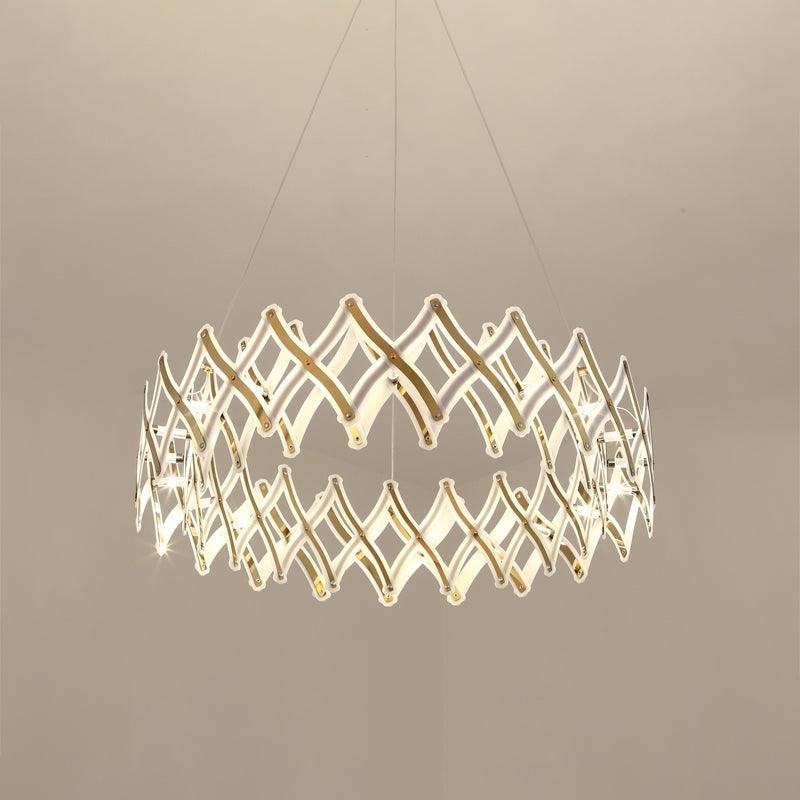 31.5"/23.5" W Grid Chandelier Acrylic LED Lamp Chrome Gold - Rebooters