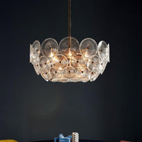 Acrylic Circle Panel Chandelier Lighting Modernist 3 Bulbs - Rebooters