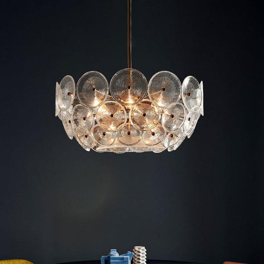 Acrylic Circle Panel Chandelier Lighting Modernist 3 Bulbs - Rebooters