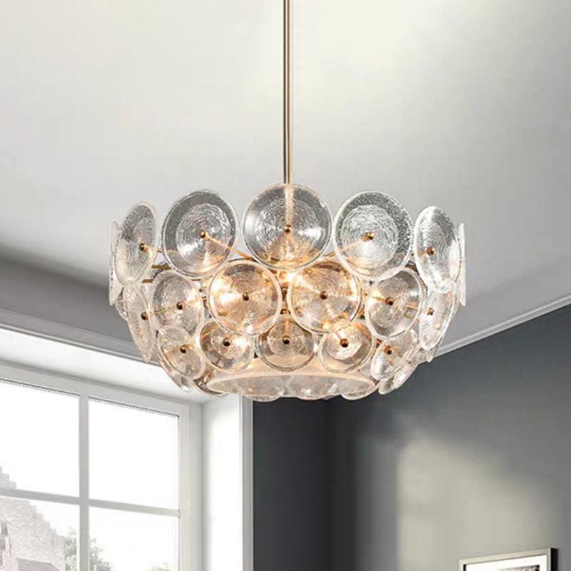 Acrylic Circle Panel Chandelier Lighting Modernist 3 Bulbs - Rebooters