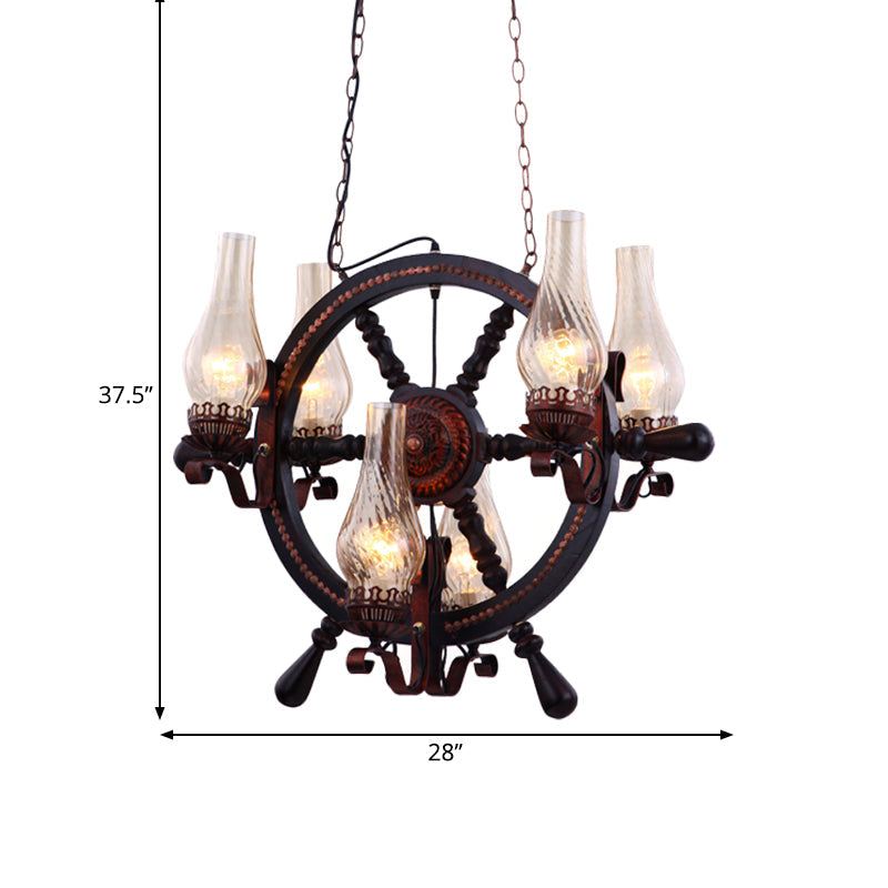 Clear Water Glass Brown Chandelier Lamp Vase 6 Lights - Rebooters