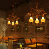 Bronze 3 Heads Pendant Chandelier Warehouse Yellow Crackle White Glass Kerosene Hanging Light for Restaurant - Rebooters