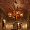 4 Lights Wood Chandelier Light Warehouse Brown Lantern Dining Room - Rebooters